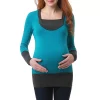 Maternity Pokkori Colorblock Hoodie -Women's Pokkori Clothing 5165067 Teal