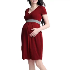 Maternity Pokkori Contrast Pleated Dress -Women's Pokkori Clothing 5165089 ALT2