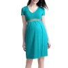 Maternity Pokkori Contrast Pleated Dress -Women's Pokkori Clothing 5165089 Teal