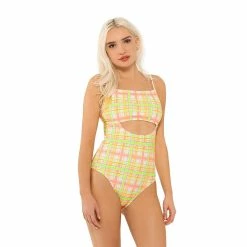 Juniors' Ninety-Nine° Cut Out One-Piece Swimsuit 14 Juniors' Ninety-Nine° Cut Out One-Piece Swimsuit -Women's Pokkori Clothing 5175444 Plaid Party