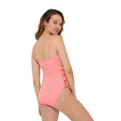 Juniors' Ninety-Nine° Side Lace Up One-Piece Swimsuit -Women's Pokkori Clothing 5175447 ALT