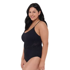 Juniors' Plus Size Ninety-Nine° Scoopneck One-Piece Swimsuit -Women's Pokkori Clothing 5175524 ALT2