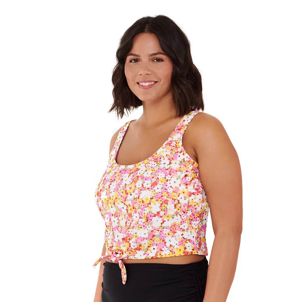 Juniors' Plus Size Ninety-Nine° Knot-Front Crop Tankini Top 7 Juniors' Plus Size Ninety-Nine° Knot-Front Crop Tankini Top - Image 5