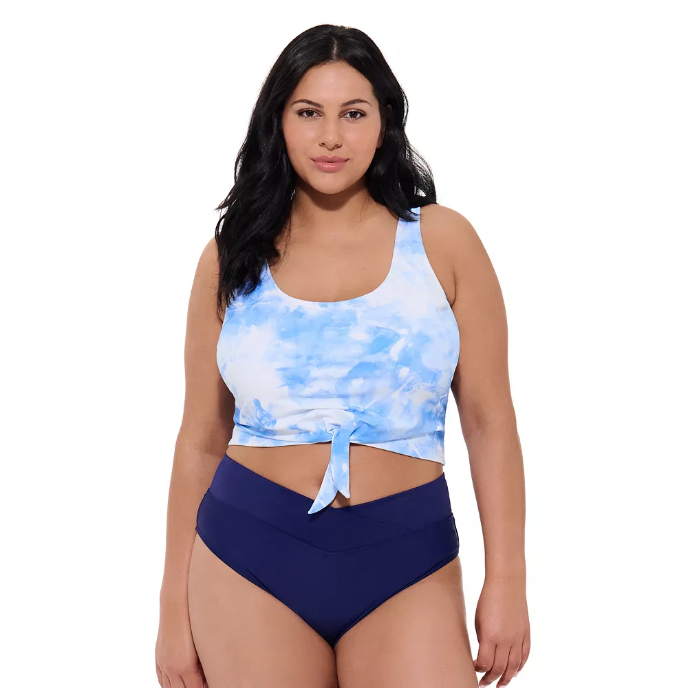 Juniors' Plus Size Ninety-Nine° Knot-Front Crop Tankini Top 5 Juniors' Plus Size Ninety-Nine° Knot-Front Crop Tankini Top - Image 3
