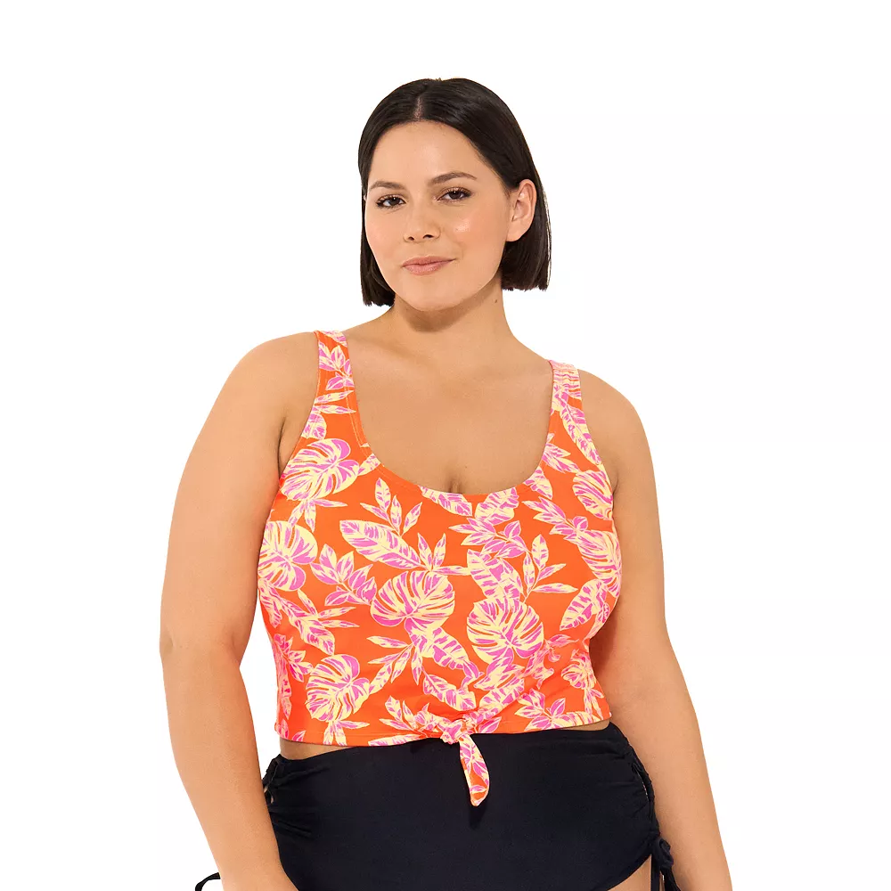 Juniors' Plus Size Ninety-Nine° Knot-Front Crop Tankini Top 3 Juniors' Plus Size Ninety-Nine° Knot-Front Crop Tankini Top
