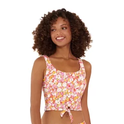 Juniors' Ninety-Nine° Knot-Front Crop Tankini Top -Women's Pokkori Clothing 5175535 Blurred Floral
