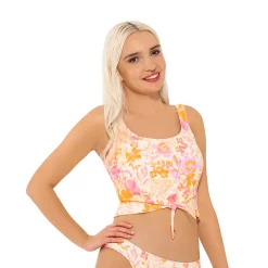 Juniors' Ninety-Nine° Knot-Front Crop Tankini Top -Women's Pokkori Clothing 5175535 Retro Bouquet