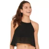 Juniors' Ninety-Nine° Crochet High-Neck Midkini Swim Top -Women's Pokkori Clothing 5175539 Black Crochet