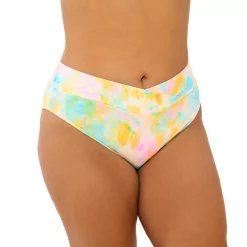 Juniors' Plus Size Ninety-Nine° High-Waist Cheeky Swim Bottoms -Women's Pokkori Clothing 5175541 Cotton Candy Sky