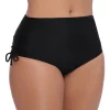 Juniors' Plus Size Ninety-Nine° High-Waist Ruched Swim Bottoms -Women's Pokkori Clothing 5175825 Black