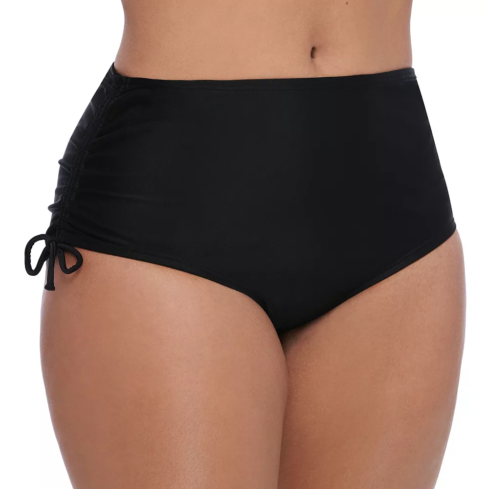 Juniors' Plus Size Ninety-Nine° High-Waist Ruched Swim Bottoms 3 Juniors' Plus Size Ninety-Nine° High-Waist Ruched Swim Bottoms