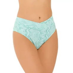 Juniors' Ninety-Nine° High-Waist Cheeky Swim Bottoms -Women's Pokkori Clothing 5175832 Luxe Animal Mist Green