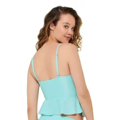 Juniors' Ninety-Nine° Ruched Crop Tankini Top -Women's Pokkori Clothing 5175850 ALT