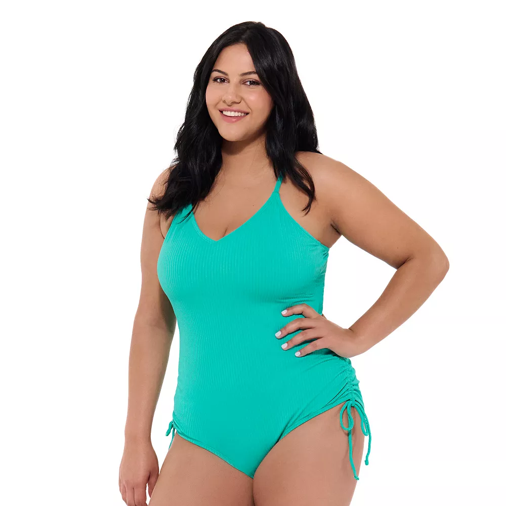 Juniors' Plus Size Ninety-Nine° V-Neck Adjustable One-Piece Swimsuit 4 Juniors' Plus Size Ninety-Nine° V-Neck Adjustable One-Piece Swimsuit - Image 2