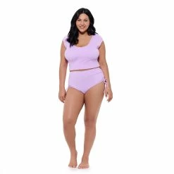 Juniors' Plus Size Ninety-Nine° Cap-Sleeve Crop Tankini Top -Women's Pokkori Clothing 5175855 ALT6
