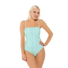Juniors' Ninety-Nine° Cutout Convertible Bandeau One-Piece Swimsuit -Women's Pokkori Clothing 5267683 Luxe Animal Mist Green