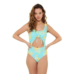 Juniors' Ninety-Nine° Ruched Cutout One-Piece Swimsuit 12 Juniors' Ninety-Nine° Ruched Cutout One-Piece Swimsuit -Women's Pokkori Clothing 5267684 Aloha Tropics