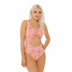 Juniors' Ninety-Nine° Ruched Cutout One-Piece Swimsuit