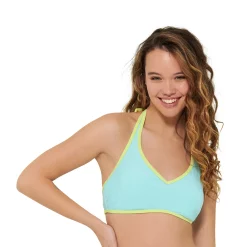 Juniors' Ninety-Nine° Colorblock Halter Bikini Top