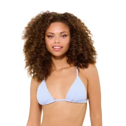 Juniors' Ninety-Nine Degrees° Shirred Triangle Swim Top -Women's Pokkori Clothing 5269332 Dawn Blue Checkmate