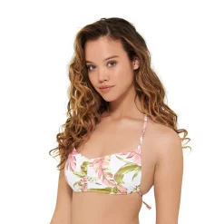 Juniors' Ninety-Nine Degrees° Shirred Bandeau Swim Top -Women's Pokkori Clothing 5269338 ALT2