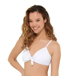 Juniors' Ninety-Nine Degrees° Eyelet Tie-Front Bralette Swim Top -Women's Pokkori Clothing 5269366 ALT2