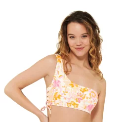 Juniors' Ninety-Nine Degrees° One-Shoulder Lace-Up Bikini Top