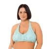 Juniors' Plus Size Ninety-Nine° Halter Swim Top -Women's Pokkori Clothing 5270125 Luxe Animal Mist Green