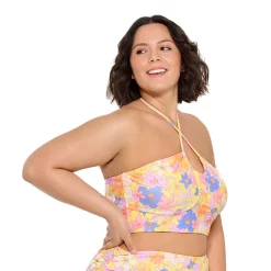 Juniors' Plus Size Ninety-Nine° Bandeau Halter Cropped Swim Top -Women's Pokkori Clothing 5503006 ALT2