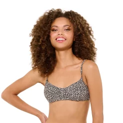 Juniors' Ninety-Nine Degrees° Princess Seam Bralette Swim Top -Women's Pokkori Clothing 5611952 Black Micro Spots