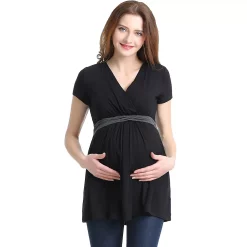 Maternity Pokkori Faux-Wrap Nursing Top