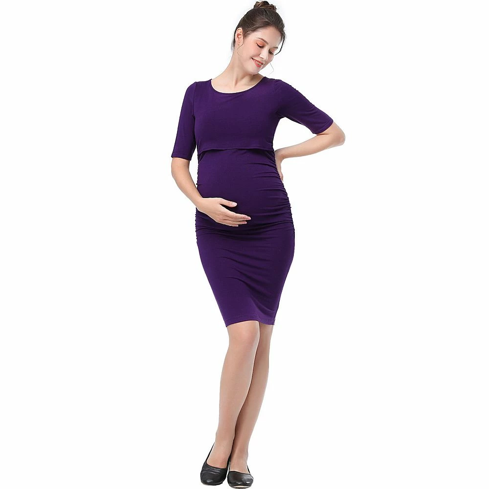 Maternity Pokkori Ruched Nursing Sheath Dress 5 Maternity Pokkori Ruched Nursing Sheath Dress - Image 3