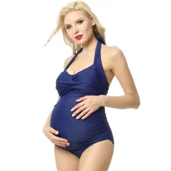 Maternity Pokkori UPF 50+ Halter One-Piece Swimsuit -Women's Pokkori Clothing 5703683 Navy