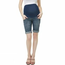 Maternity Pokkori Over-the-Belly Jean Shorts