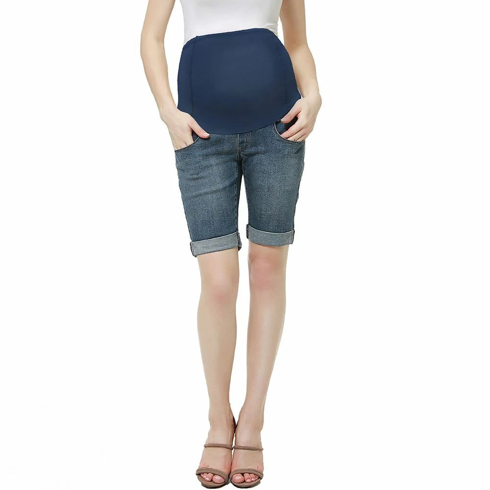 Maternity Pokkori Over-the-Belly Jean Shorts 3 Maternity Pokkori Over-the-Belly Jean Shorts