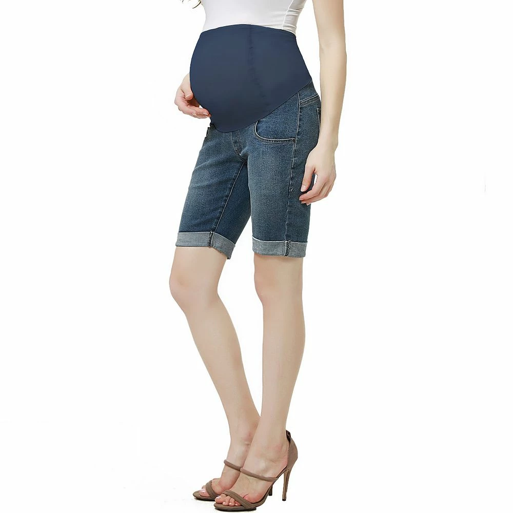 Maternity Pokkori Over-the-Belly Jean Shorts 4 Maternity Pokkori Over-the-Belly Jean Shorts - Image 2
