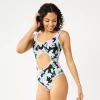 Juniors' Ninety-Nine Degrees° Cutout One-Piece Swimsuit -Women's Pokkori Clothing 5759125 Midnight Tropic