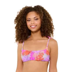 Juniors' Ninety-Nine Degrees° Shirred Square Bikini Top