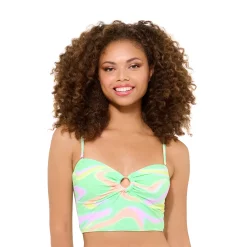 Juniors' Ninety-Nine Degrees° Ring Crop Tankini Top