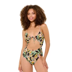 Juniors' Ninety-Nine Degrees° Tunnel Cutout One-Piece Swimsuit