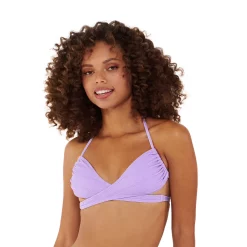 Juniors' Ninety-Nine Degrees° Adjustable Triangle Bikini Top -Women's Pokkori Clothing 5759142 Lavender Crinkle