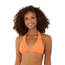 Juniors' Ninety-Nine Degrees° Adjustable Triangle Bikini Top -Women's Pokkori Clothing 5759142 Nectarine Crinkle
