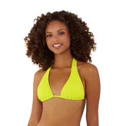 Juniors' Ninety-Nine Degrees° Adjustable Triangle Bikini Top -Women's Pokkori Clothing 5759142 Neon Lime Crinkle