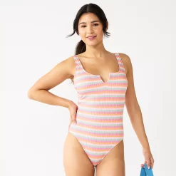 Juniors' Ninety-Nine Degrees° Notched One-Piece Swimsuit