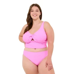 Juniors' Plus Size Ninety-Nine Degrees° Twist Crop Tankini Top