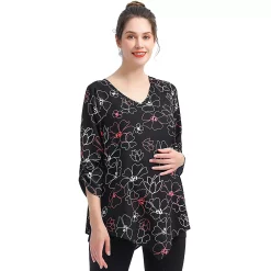 Maternity Pokkori Nursing Layered Ruched-Sleeve Blouse