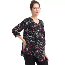 Maternity Pokkori Nursing Layered Ruched-Sleeve Blouse -Women's Pokkori Clothing 5932350 ALT2