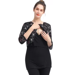 Maternity Pokkori Nursing Layered Ruched-Sleeve Blouse -Women's Pokkori Clothing 5932350 ALT3