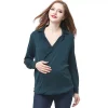 Maternity Pokkori Surplice Drape Front Nursing Blouse -Women's Pokkori Clothing 5932352 Forest Green