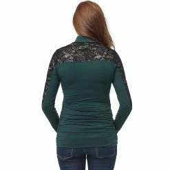 Maternity Pokkori Mockneck Lace Panel Top -Women's Pokkori Clothing 5932360 ALT